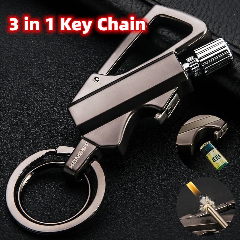 Creative Metal Keychain Lighter Wild Fire Ten Thousand Times Use Kerosene Lighters - Keychains -  Trend Goods