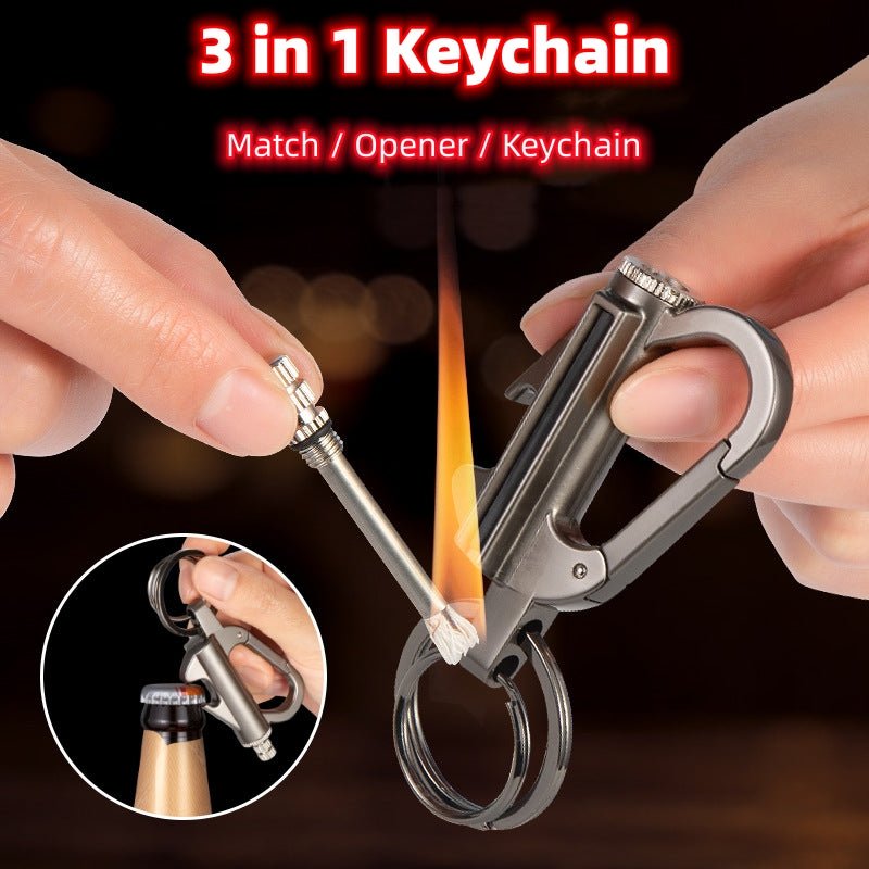 Creative Metal Keychain Lighter Wild Fire Ten Thousand Times Use Kerosene Lighters - Keychains -  Trend Goods