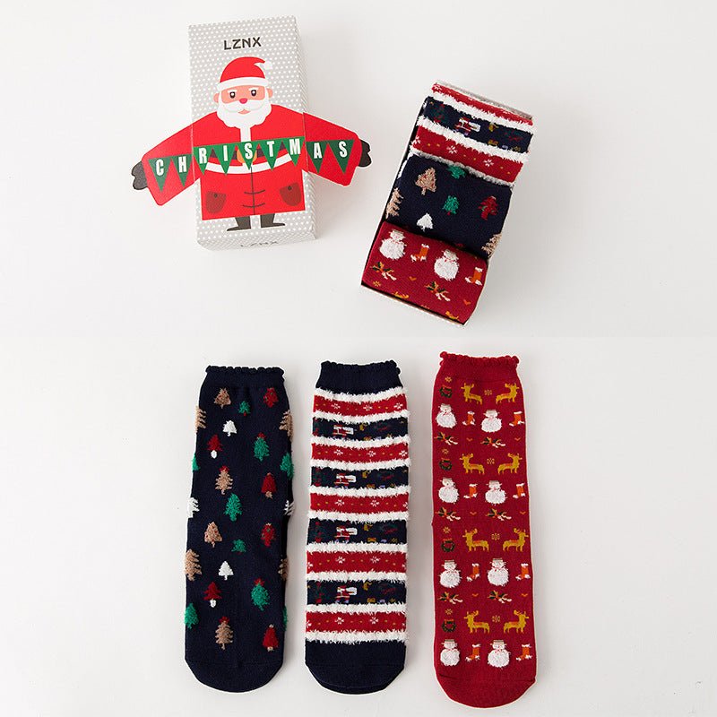 Cute Coral Fleece Christmas Socks Thickened Warm Home Floor Socks - Socks -  Trend Goods