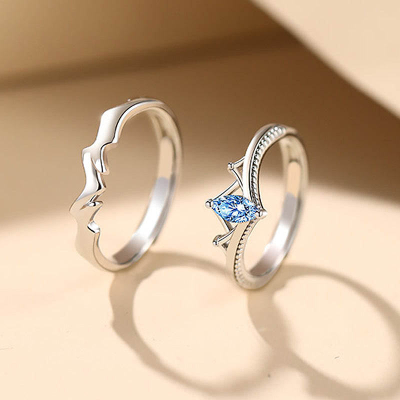 Fashion Blue Diamond Crown Ring - Rings -  Trend Goods
