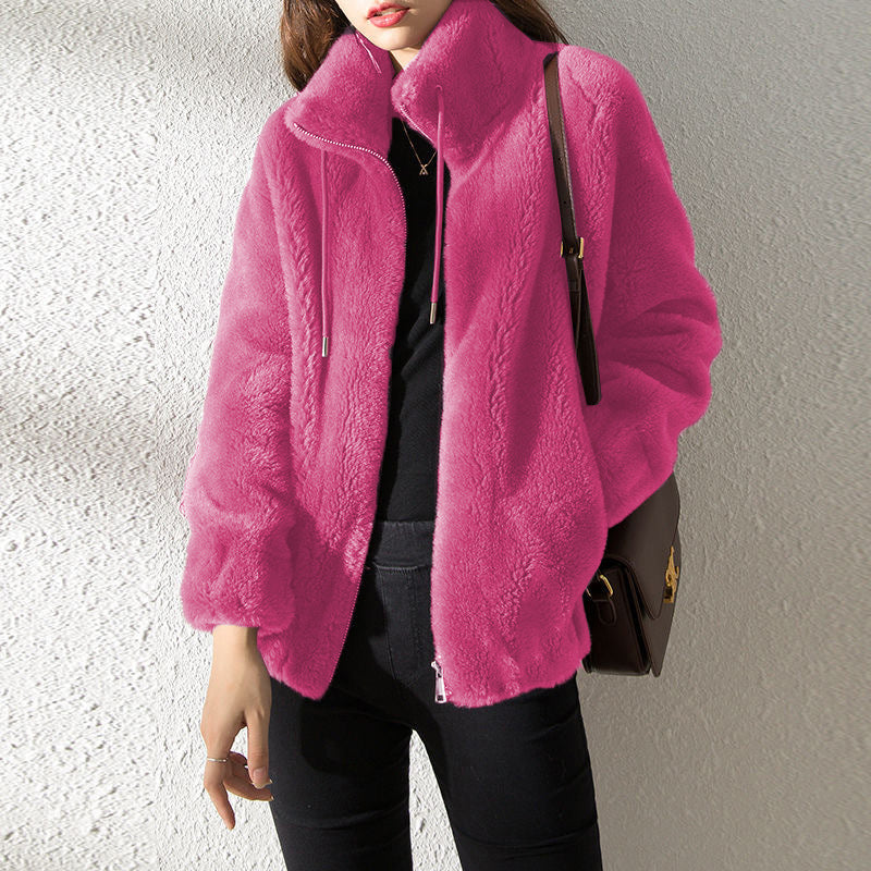 Double Faced Fleece Warm High Neck Coat - Coats -  Trend Goods