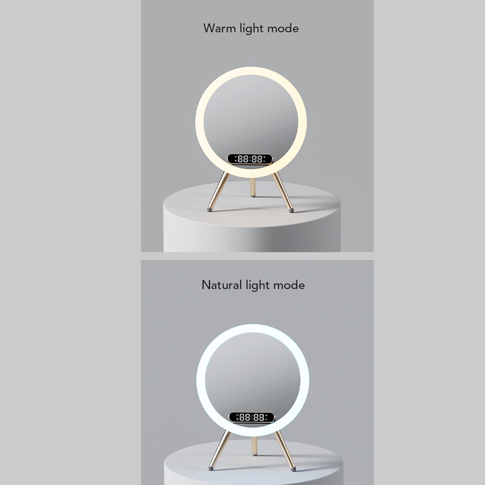 Multi-function LED Mirror Alarm Clock Wireless Charger Bluetooth Speaker - Make-up Mirrors -  Trend Goods