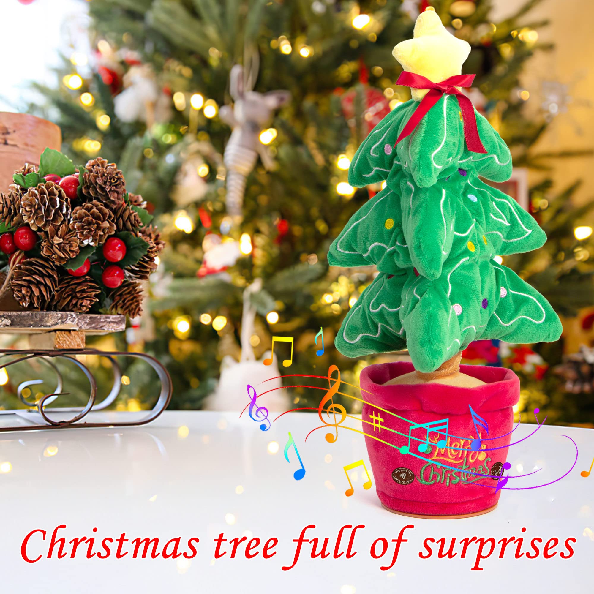 Dancing Christmas Toys Funny Tree Repeat Talking  Electronic Plush Toys Can Sing Record Lighten Funny Gift - Toys & Games -  Trend Goods