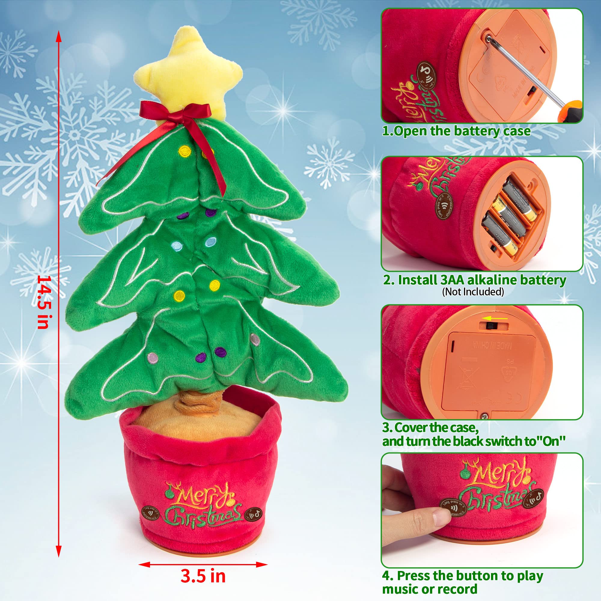 Dancing Christmas Toys Funny Tree Repeat Talking  Electronic Plush Toys Can Sing Record Lighten Funny Gift - Toys & Games -  Trend Goods