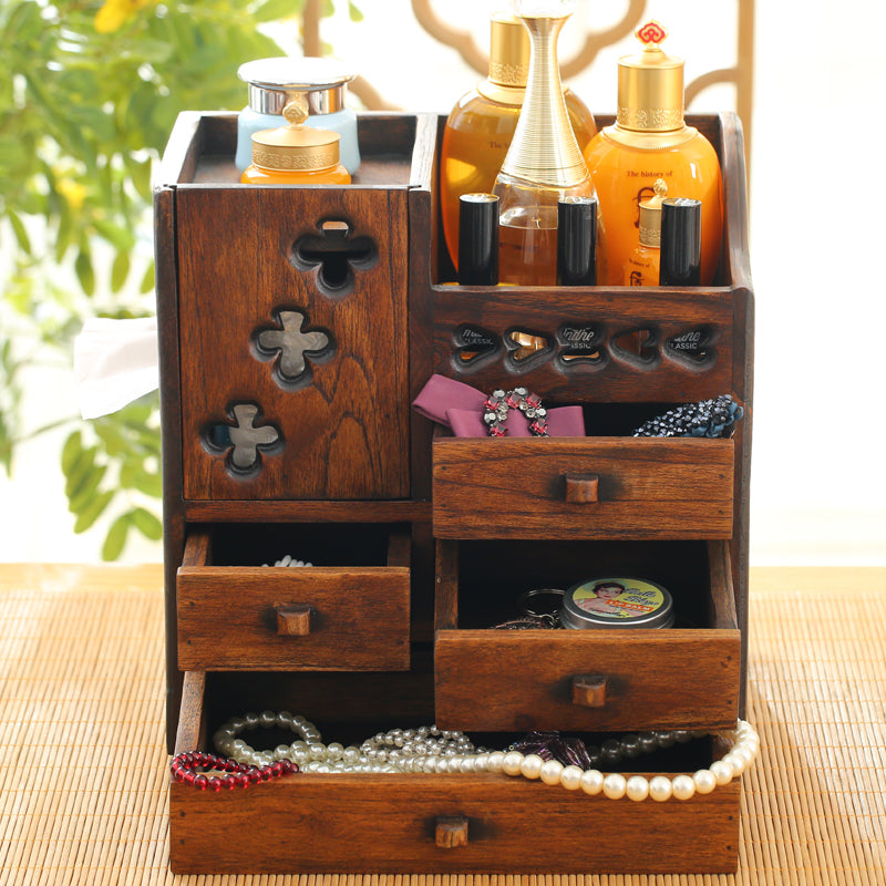 Wooden Retro Cosmetic Organizer Storage Box - Cosmetic Storage -  Trend Goods