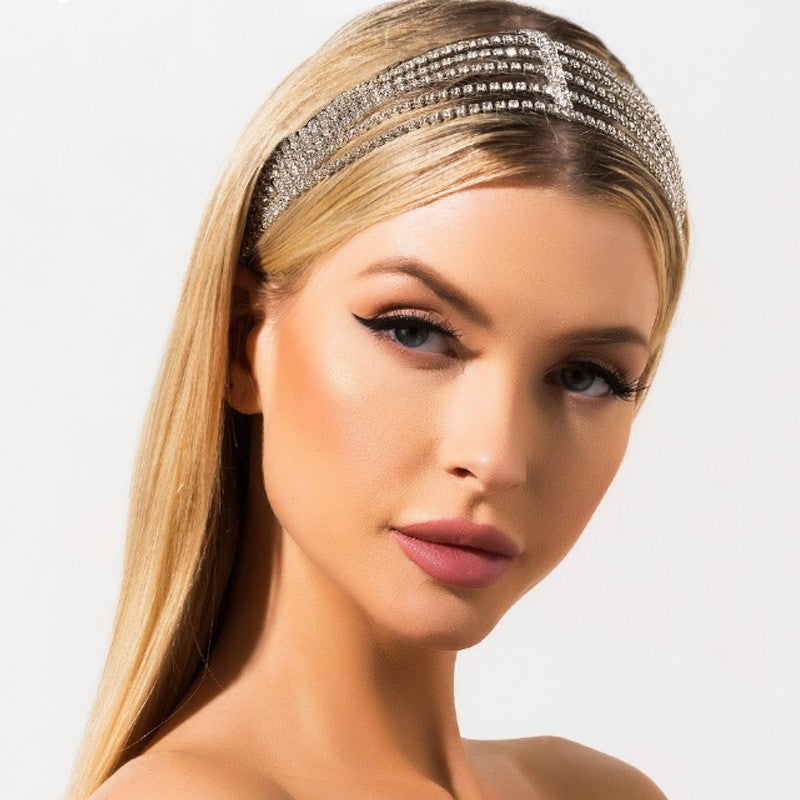 Five Rows Of Diamonds Rhinestone Elastic Headband - Hair Accessories -  Trend Goods