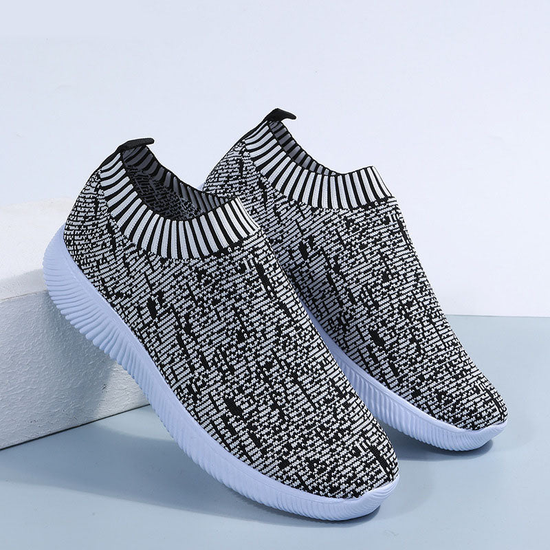 Stripe Knit Sock Shoes Flats Sneakers - Shoes -  Trend Goods