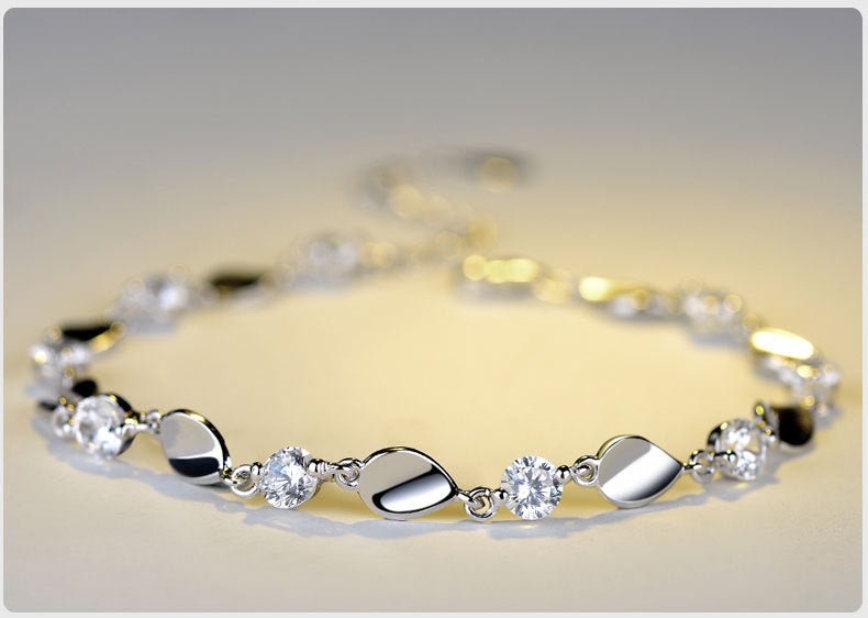 Diamond-encrusted 925 sterling silver bracelet - Bracelets -  Trend Goods