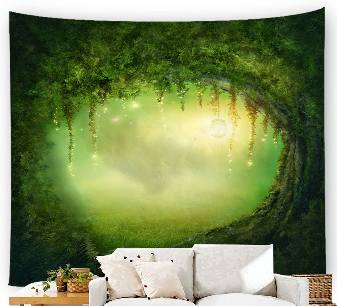 Digital Printed Tapestry wall Blanket beach Towel Fantasy Forest Fairy Tale World - Towels -  Trend Goods