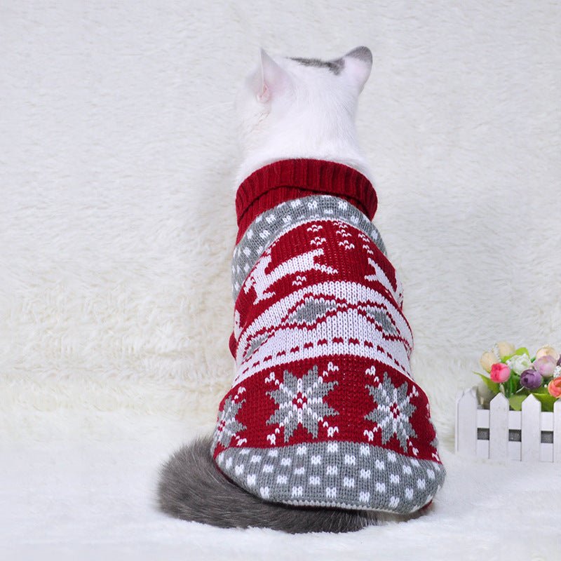 Dog Cat Sweater Pet Christmas Knitting High Collar Clothes - Pet Apparel -  Trend Goods