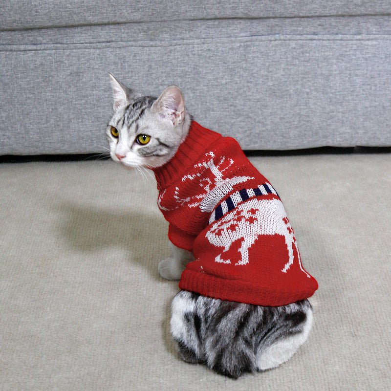 Dog Cat Sweater Pet Christmas Knitting High Collar Clothes - Pet Apparel -  Trend Goods