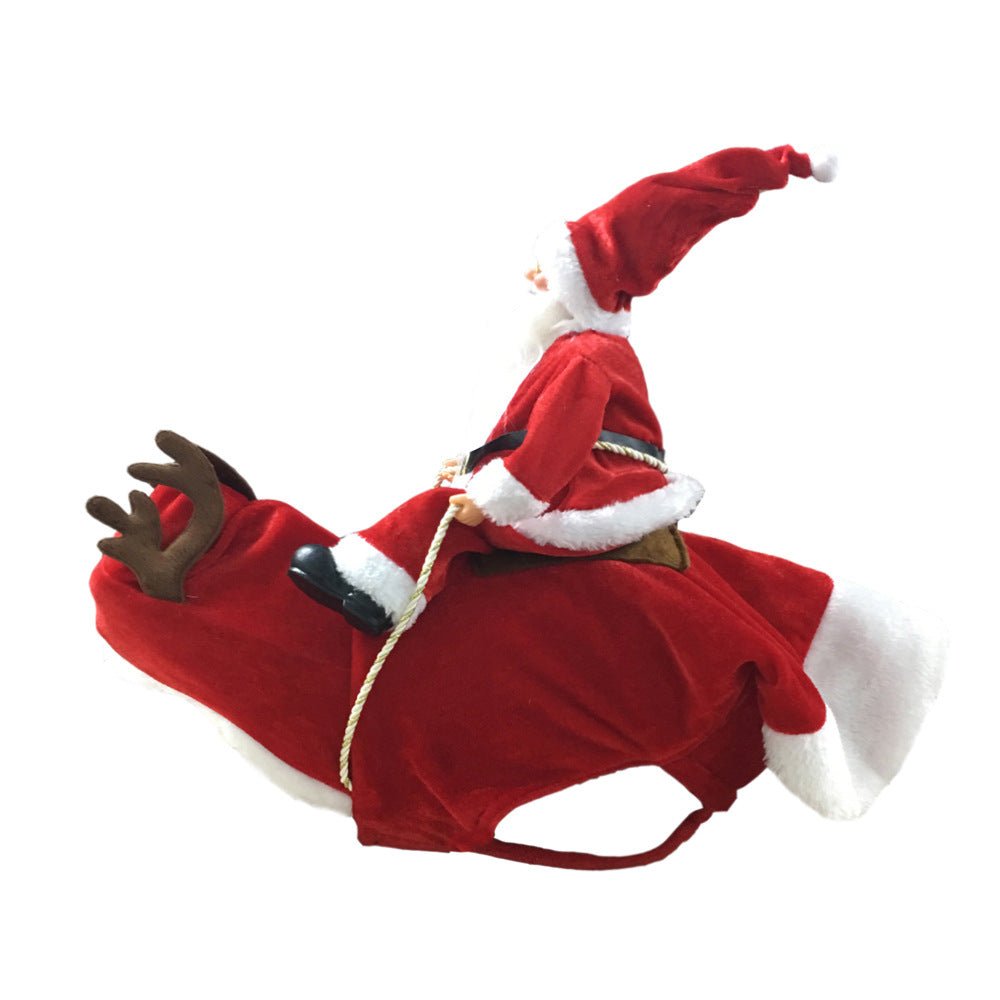 Dog Christmas Clothes Santa Claus Riding Deer - Pet Apparel -  Trend Goods