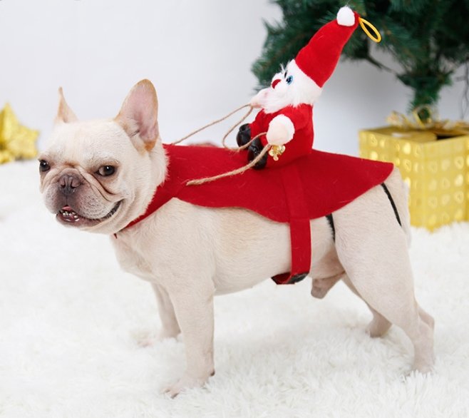 Dog Christmas Clothes Santa Claus Riding Deer - Pet Apparel -  Trend Goods