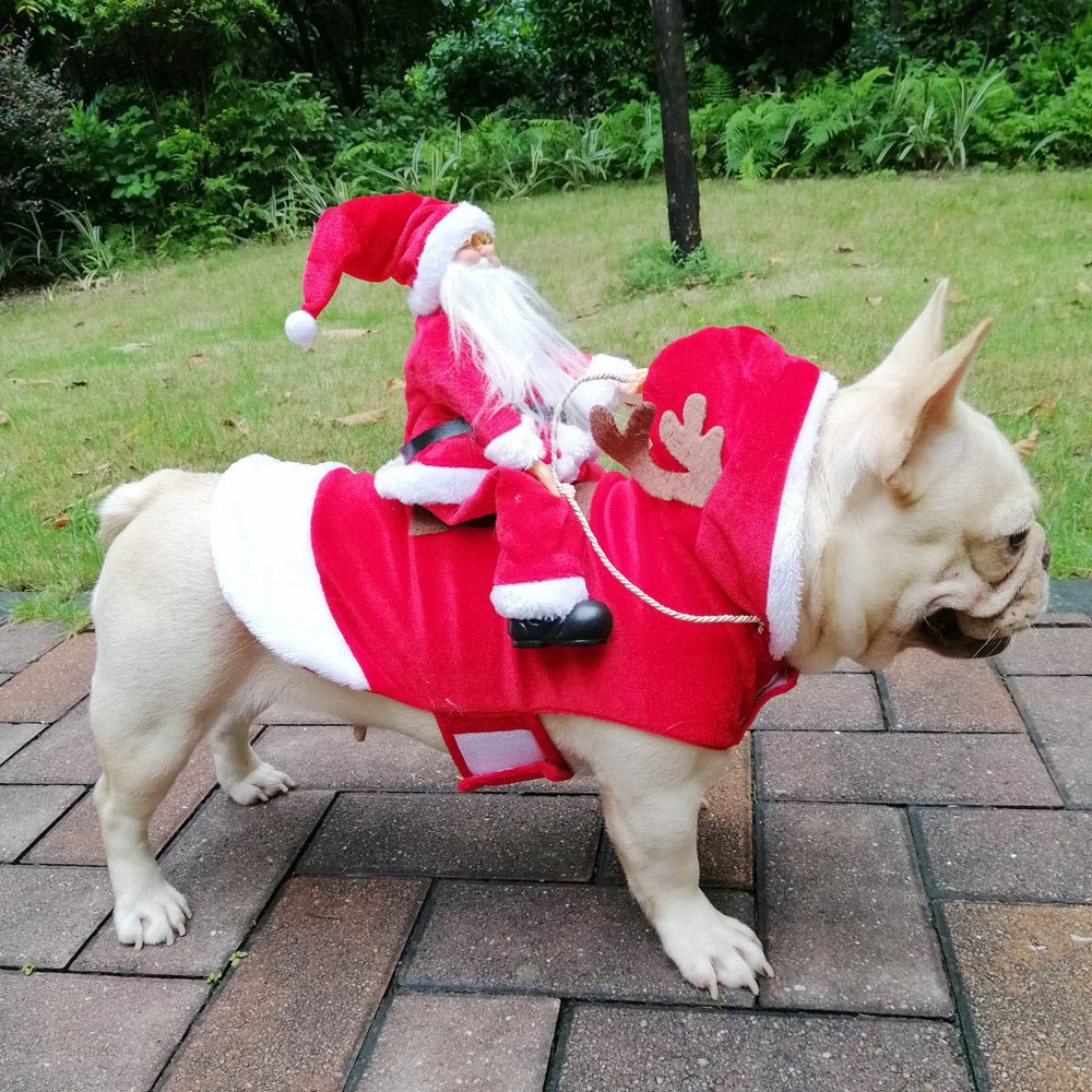 Dog Christmas Clothes Santa Claus Riding Deer - Pet Apparel -  Trend Goods