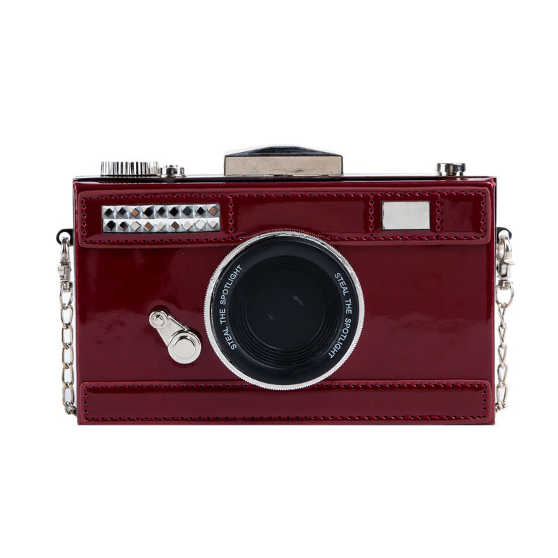 Camera Shaped Leather Glossy Single Shoulder Crossbody Bag - Shoulder Bags -  Trend Goods