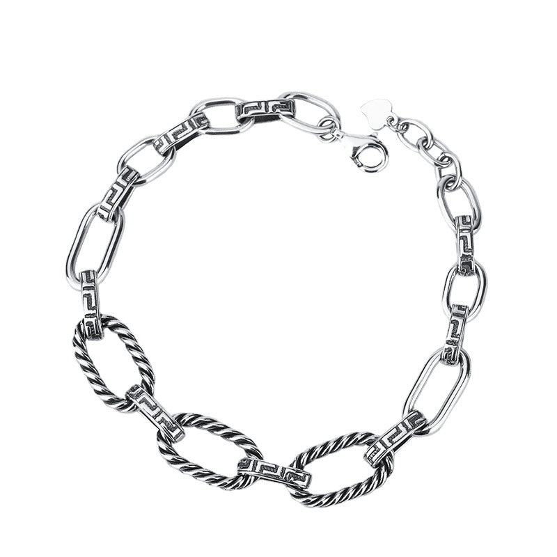 S925 Silver Bracelet Classic Great Wall Print Punk Style - Bracelets -  Trend Goods