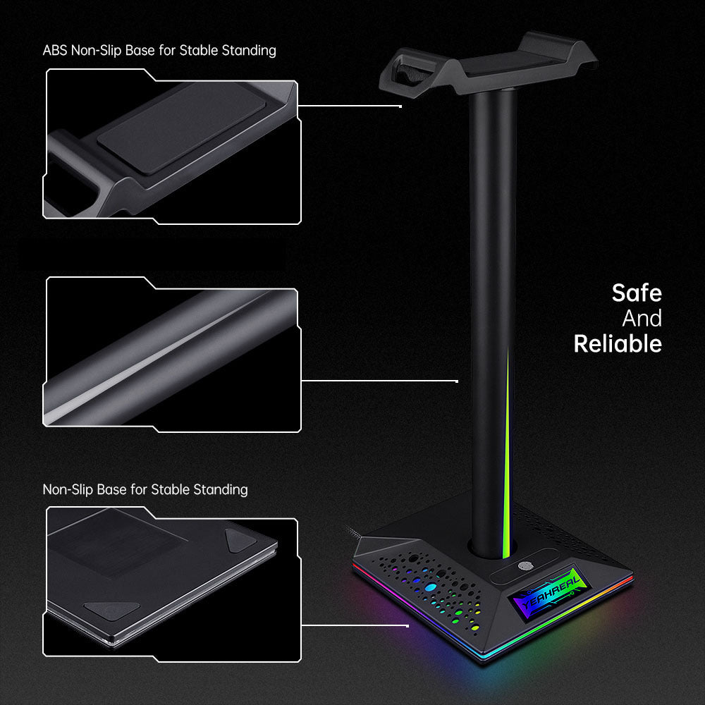 RGB Headphone Stand Ambient Light Emitting Dual USB - Headphone Accessories -  Trend Goods