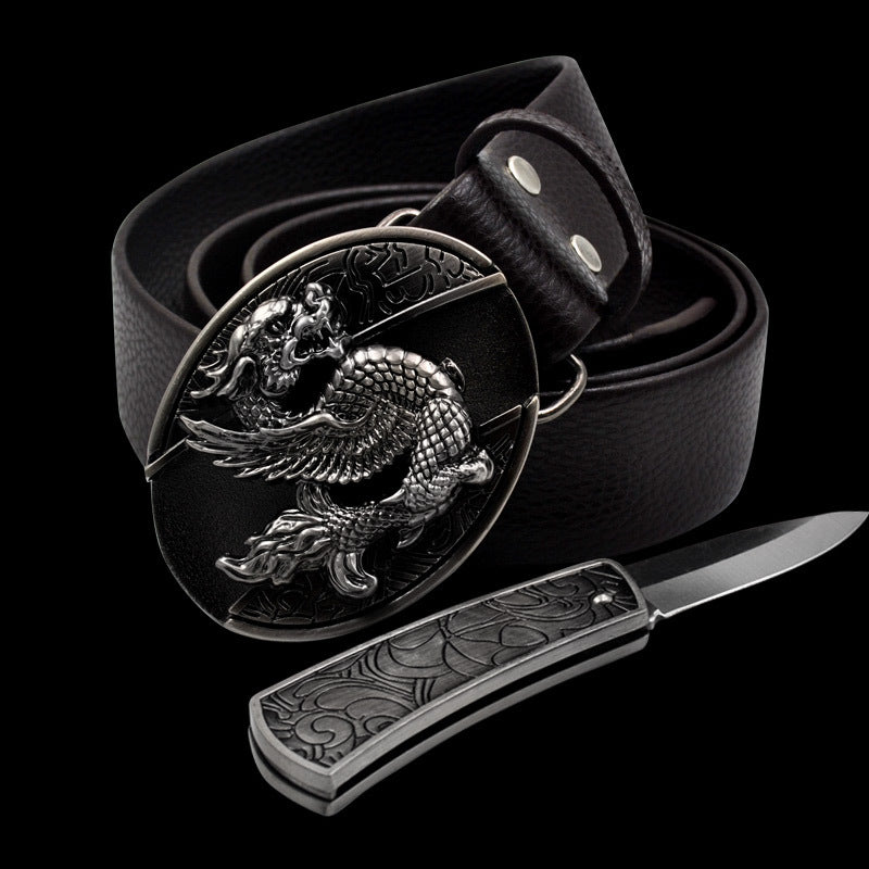 Men's Leather Smooth Buckle Belt Knife - Belts -  Trend Goods