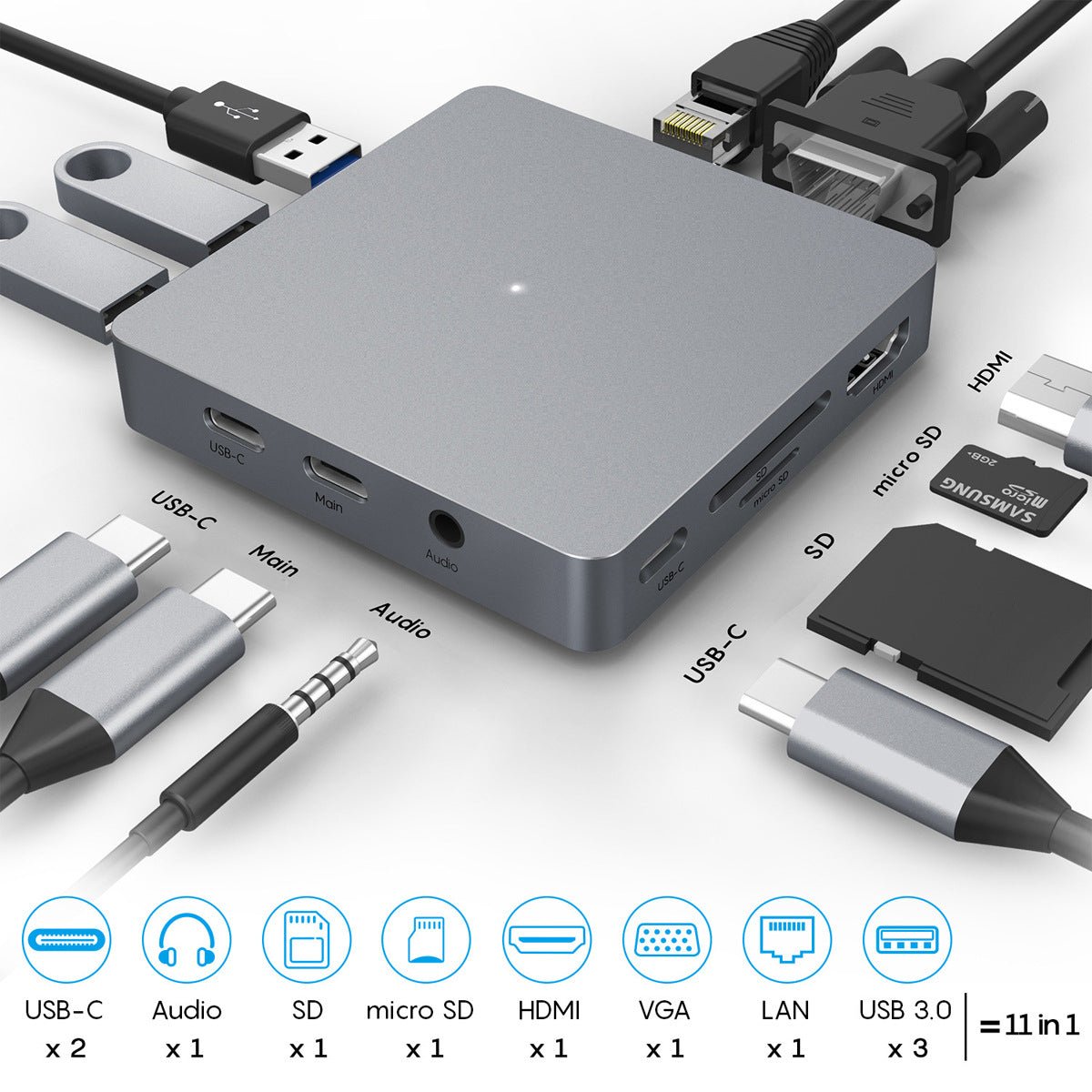 Eleven in one type-C docking station usb-c hub expansion HDMI VGA RJ45 USB 3.0 - Docking Stations -  Trend Goods