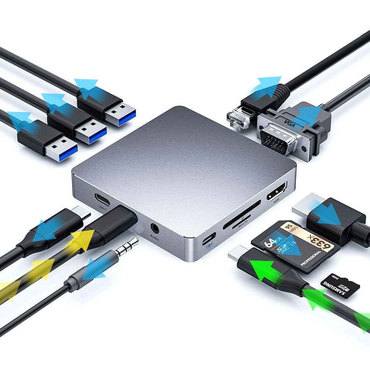 Eleven in one type-C docking station usb-c hub expansion HDMI VGA RJ45 USB 3.0 - Docking Stations -  Trend Goods