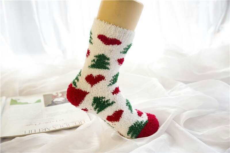 Elk Elderly Half Fleece Christmas Socks - Socks -  Trend Goods