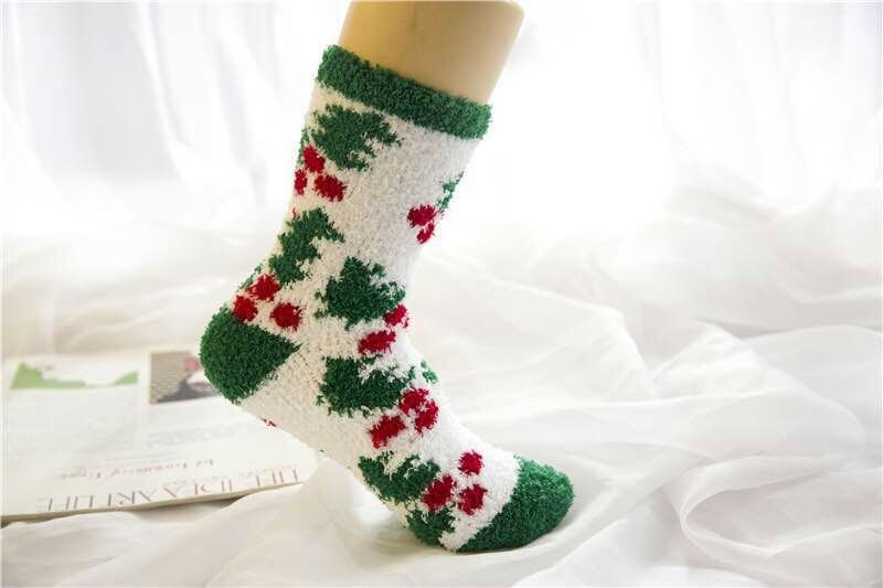 Elk Elderly Half Fleece Christmas Socks - Socks -  Trend Goods