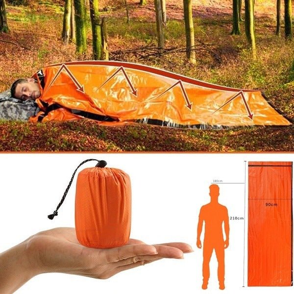 Emergency Sleeping Bag Aluminized Orange Outdoor - Sleeping Bags -  Trend Goods