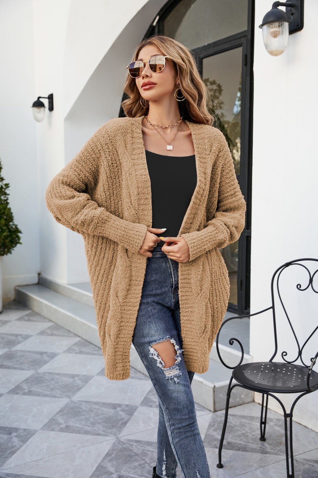 New V-neck Twist Knitted Cardigan Women Loose - Cardigans -  Trend Goods