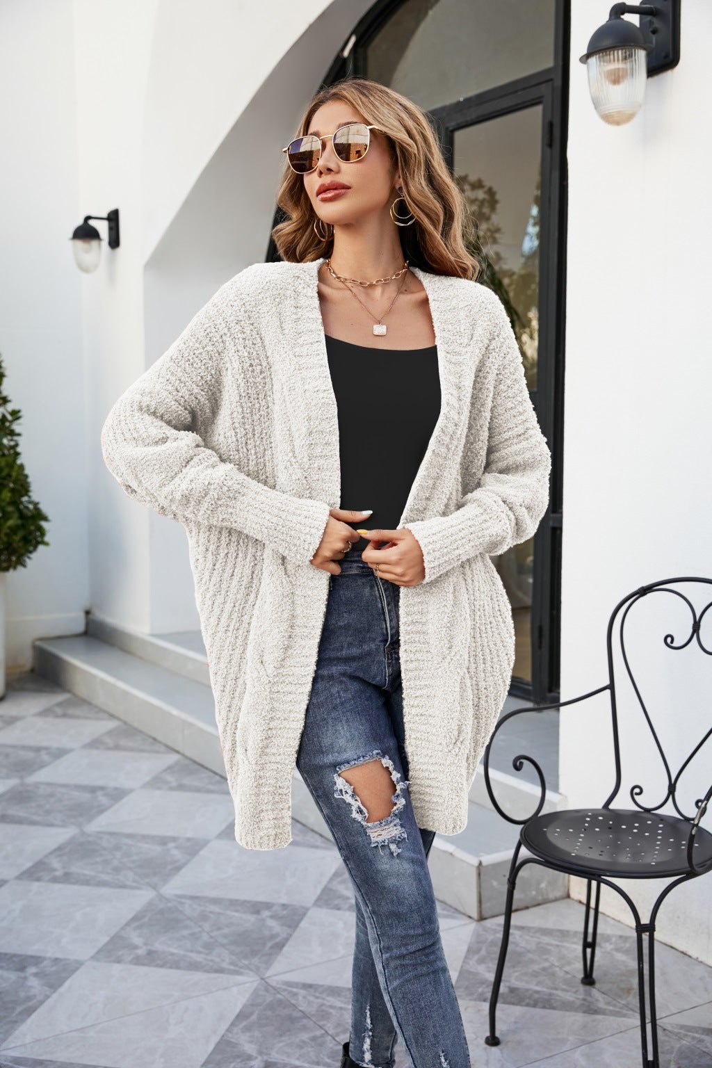 New V-neck Twist Knitted Cardigan Women Loose - Cardigans -  Trend Goods