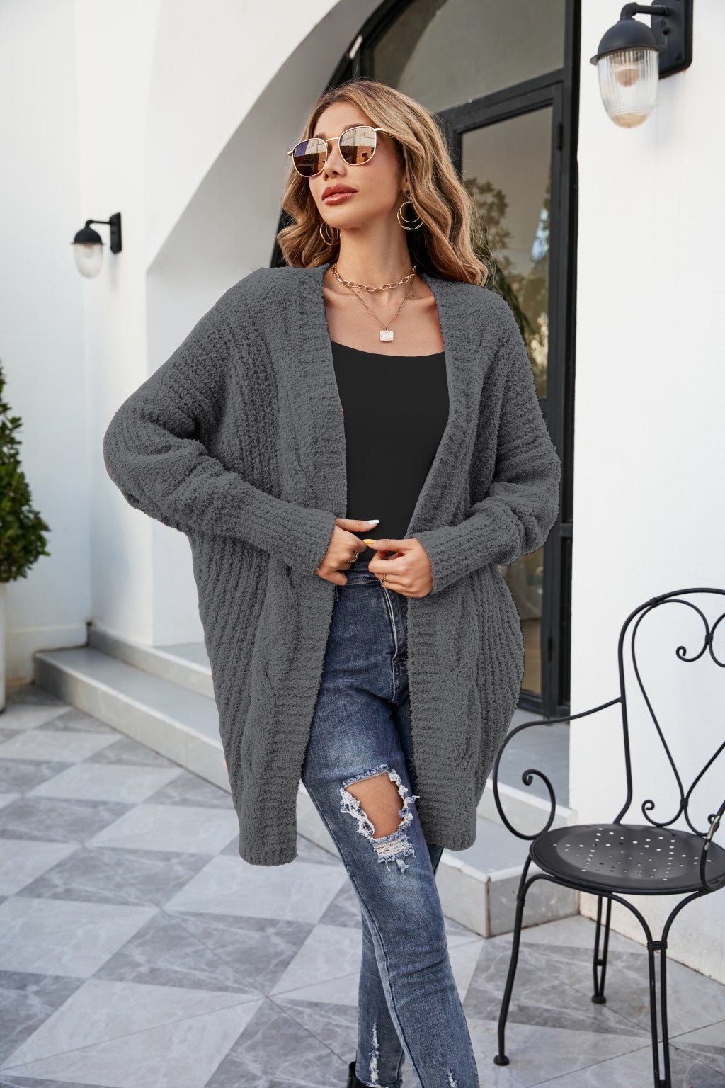 New V-neck Twist Knitted Cardigan Women Loose - Cardigans -  Trend Goods