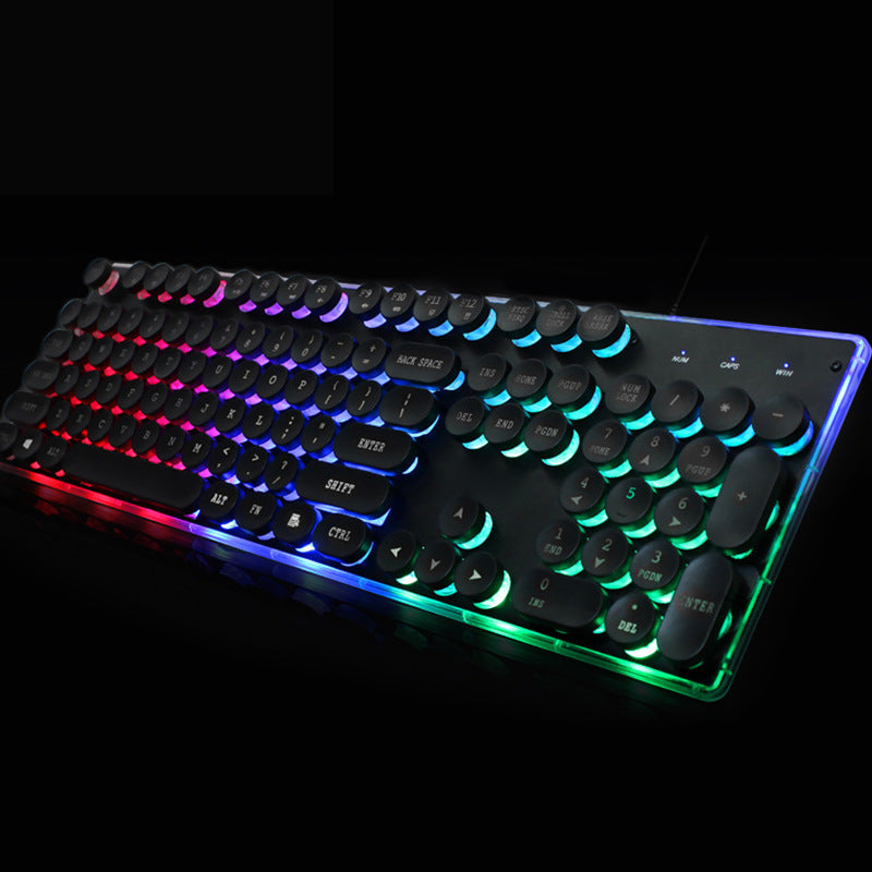 Colorful Crystal Luminous Wired Keyboard Mouse Set - Keyboard Mouse Set -  Trend Goods