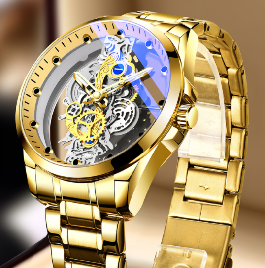 Skeleton Hollow Automatic Quartz Watch Gold - Watches -  Trend Goods