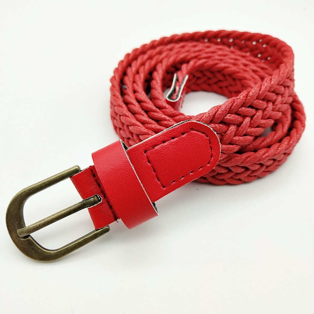 Retro Style Wax Rope Woven Belt Pu Bronze Alloy Pin Buckle - Belts -  Trend Goods