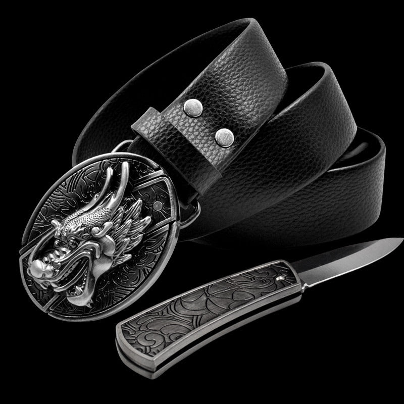 Men's Leather Smooth Buckle Belt Knife - Belts -  Trend Goods