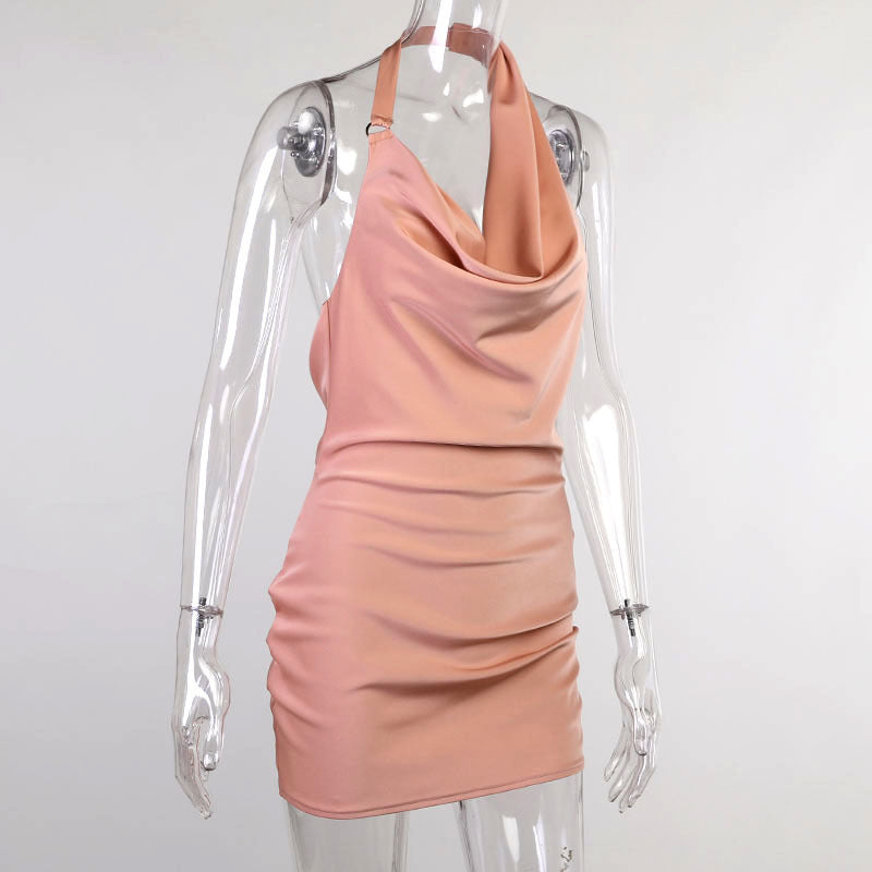 Satin V Neck Backless Mini Sleeveless Summer Party Dress - Dresses -  Trend Goods