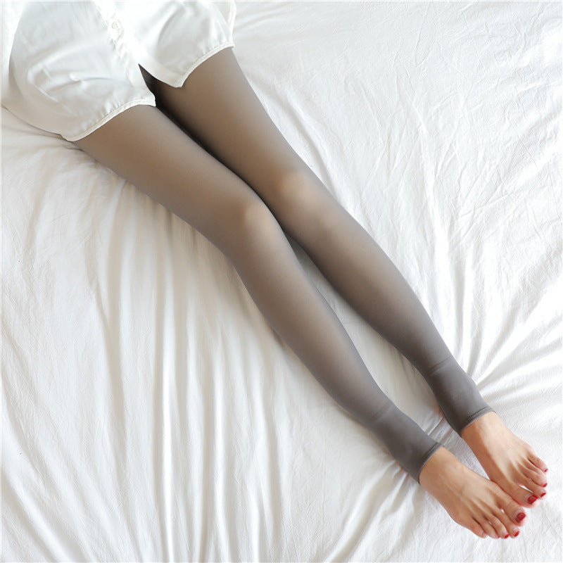 Fake Translucent Plus Size Leggings Fleece Lined Tights Pantyhose Thermal Winter Tights - Pantyhose -  Trend Goods