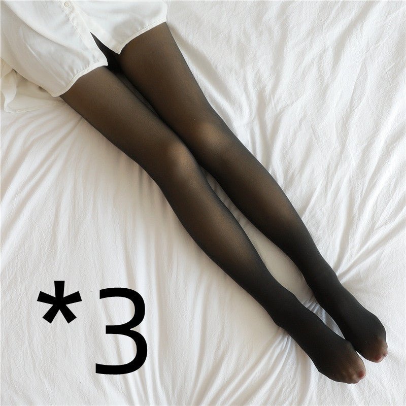 Fake Translucent Plus Size Leggings Fleece Lined Tights Pantyhose Thermal Winter Tights - Pantyhose -  Trend Goods