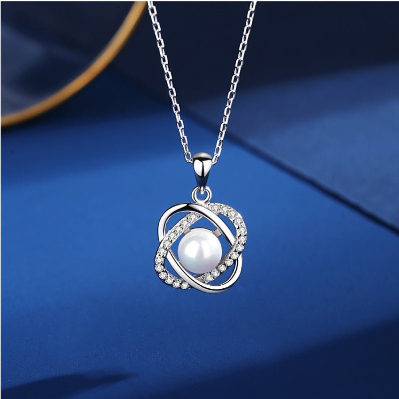 Fashion Four Leaf Clover Pearl Necklace Clavicle Chain Pendant Jewelry - Jewelry Sets -  Trend Goods