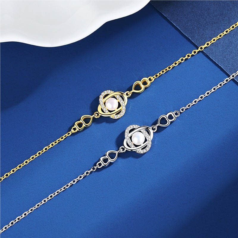 Fashion Four Leaf Clover Pearl Necklace Clavicle Chain Pendant Jewelry - Jewelry Sets -  Trend Goods