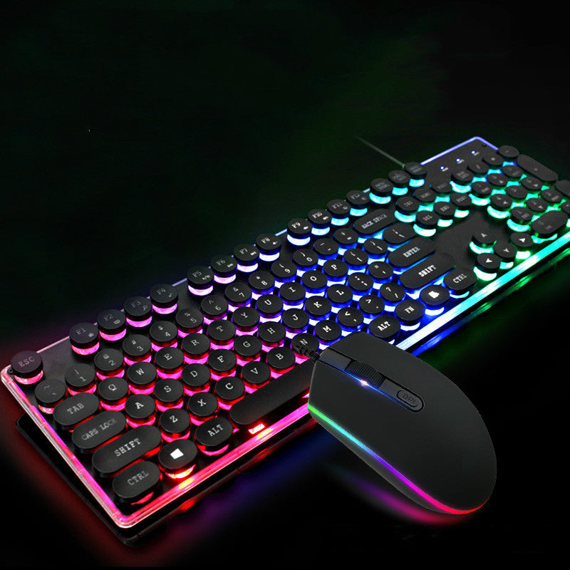 Colorful Crystal Luminous Wired Keyboard Mouse Set - Keyboard Mouse Set -  Trend Goods