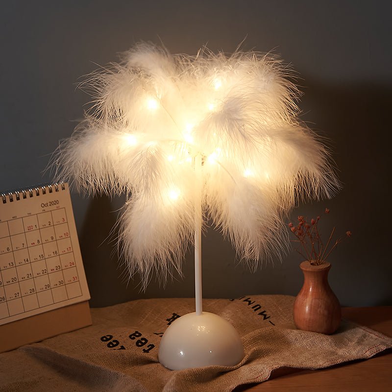 Feather Lamp Nordic Desk Lamp Bedroom Bedside Feather Table Lamp Night Light Table Lamp Decoration Modern - Lighting -  Trend Goods