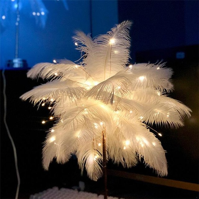 Feather Lamp Nordic Desk Lamp Bedroom Bedside Feather Table Lamp Night Light Table Lamp Decoration Modern - Lighting -  Trend Goods