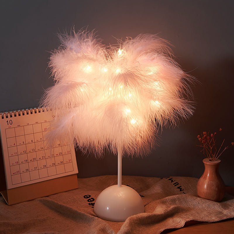 Feather Lamp Nordic Desk Lamp Bedroom Bedside Feather Table Lamp Night Light Table Lamp Decoration Modern - Lighting -  Trend Goods