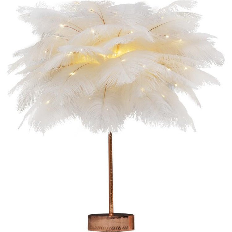 Feather Lamp Nordic Desk Lamp Bedroom Bedside Feather Table Lamp Night Light Table Lamp Decoration Modern - Lighting -  Trend Goods