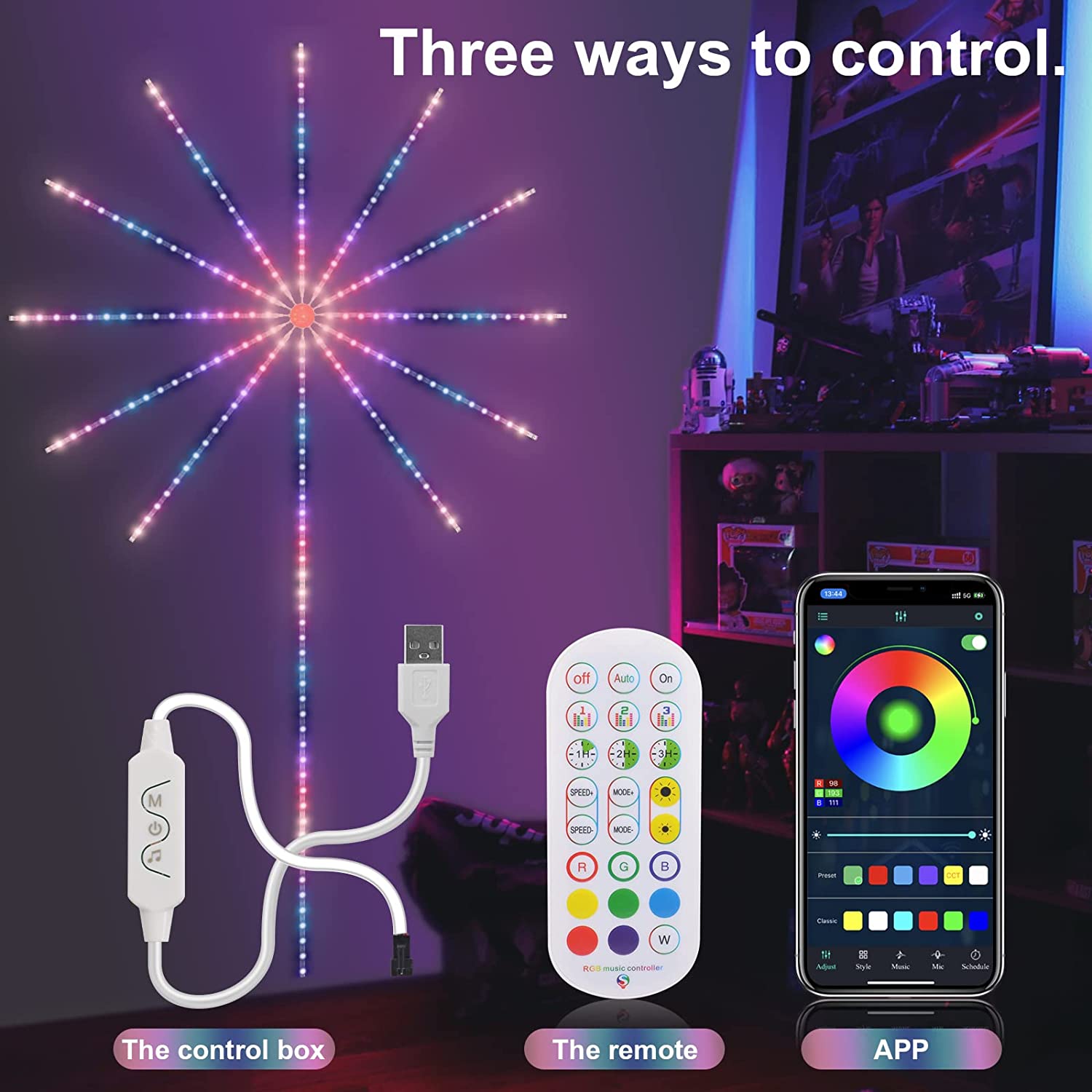 Firework Lights LED Strip Music Sound Sync Color Changing Remote Control LED Firework Light - Lighting -  Trend Goods