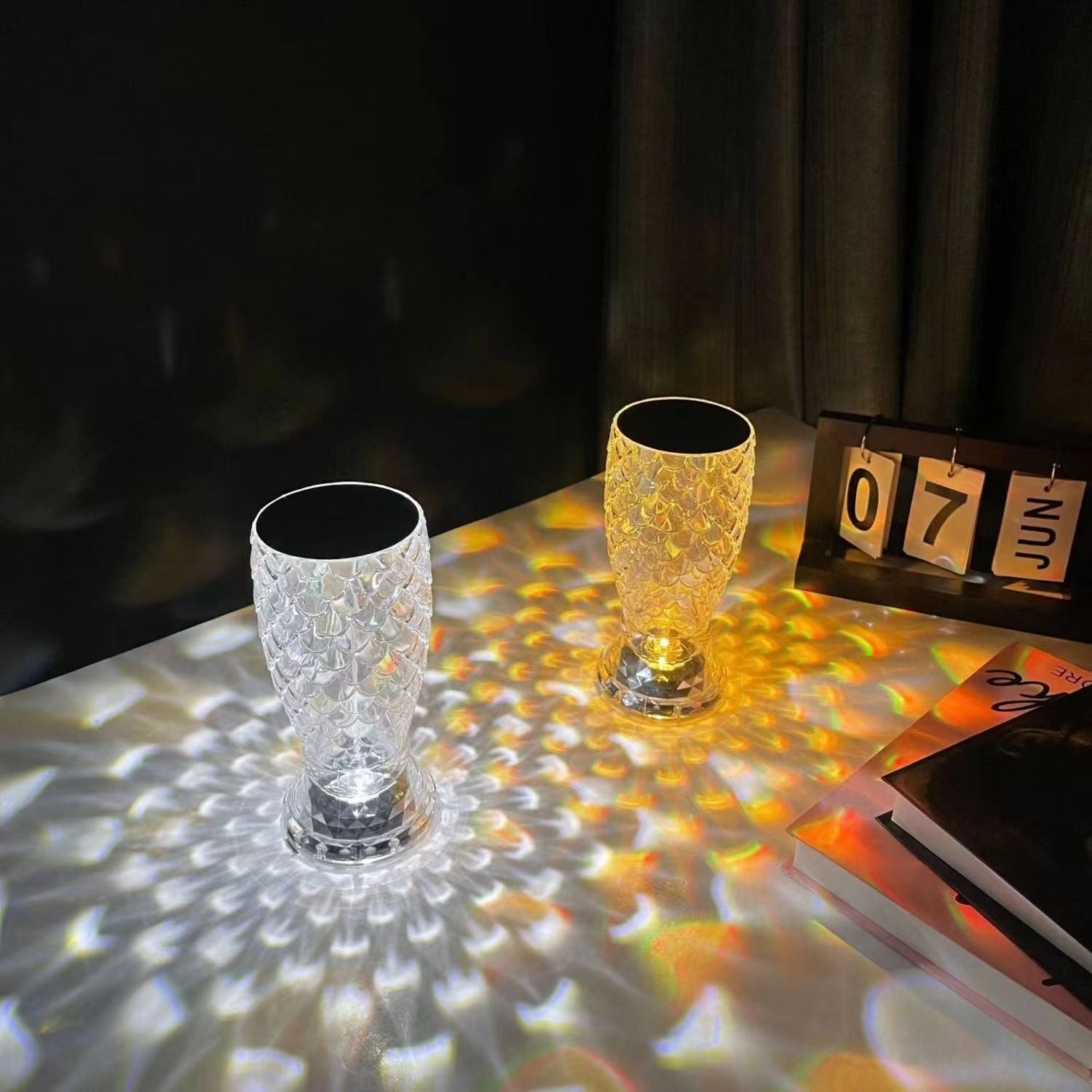 Fish Scale Lamp With USB Port LED Rechargeable Touch Crystal Lamp For Bedroom Living Room Home Party  Lights - Lamps -  Trend Goods