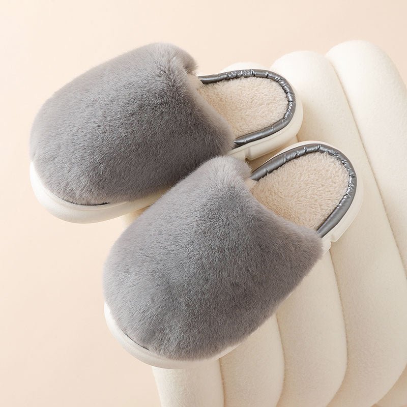 Fuzzy House Slippers Winter Warm Plush Faux Rabbit Fur Bedroom Shoes - Slippers -  Trend Goods