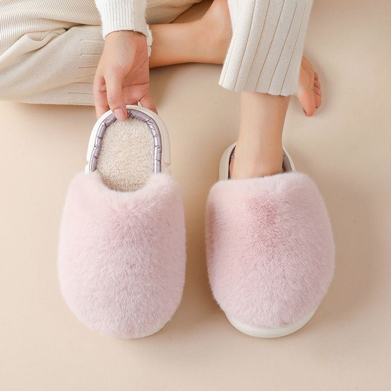 Fuzzy House Slippers Winter Warm Plush Faux Rabbit Fur Bedroom Shoes - Slippers -  Trend Goods