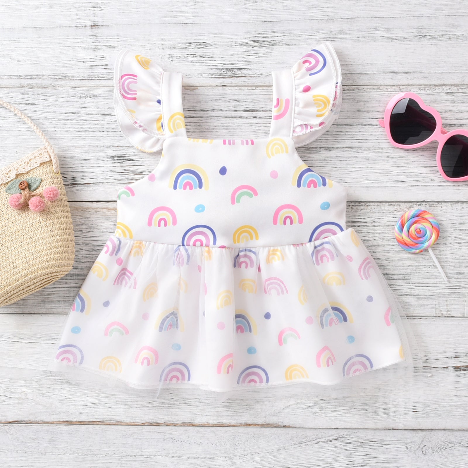 Girls Multicolor Print Sling Dress Two Piece Set - Dresses -  Trend Goods