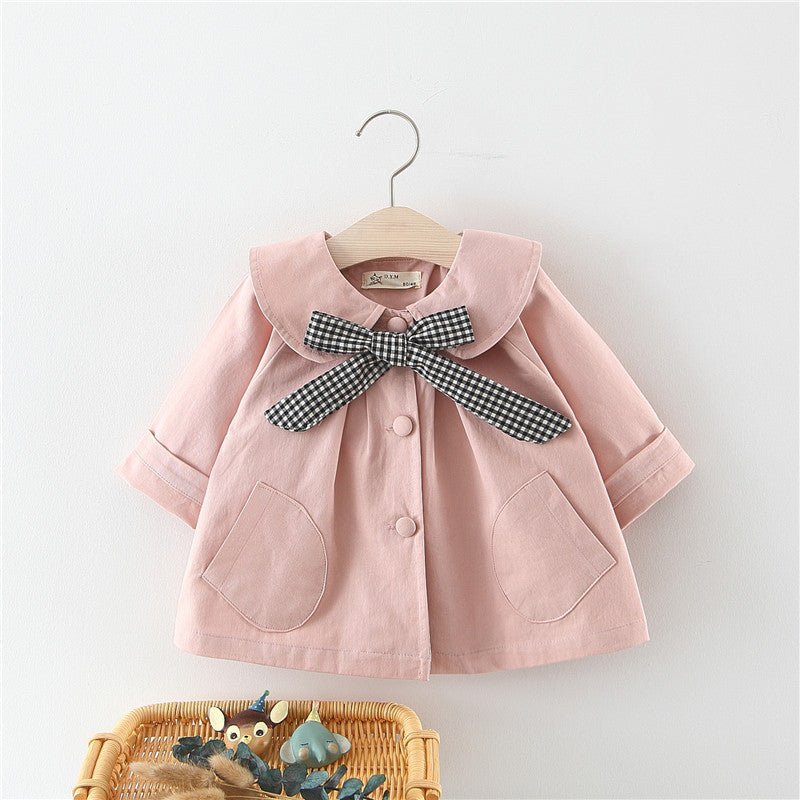 Girls' Solid Color Plaid Bow Jacket - Baby Clothing -  Trend Goods